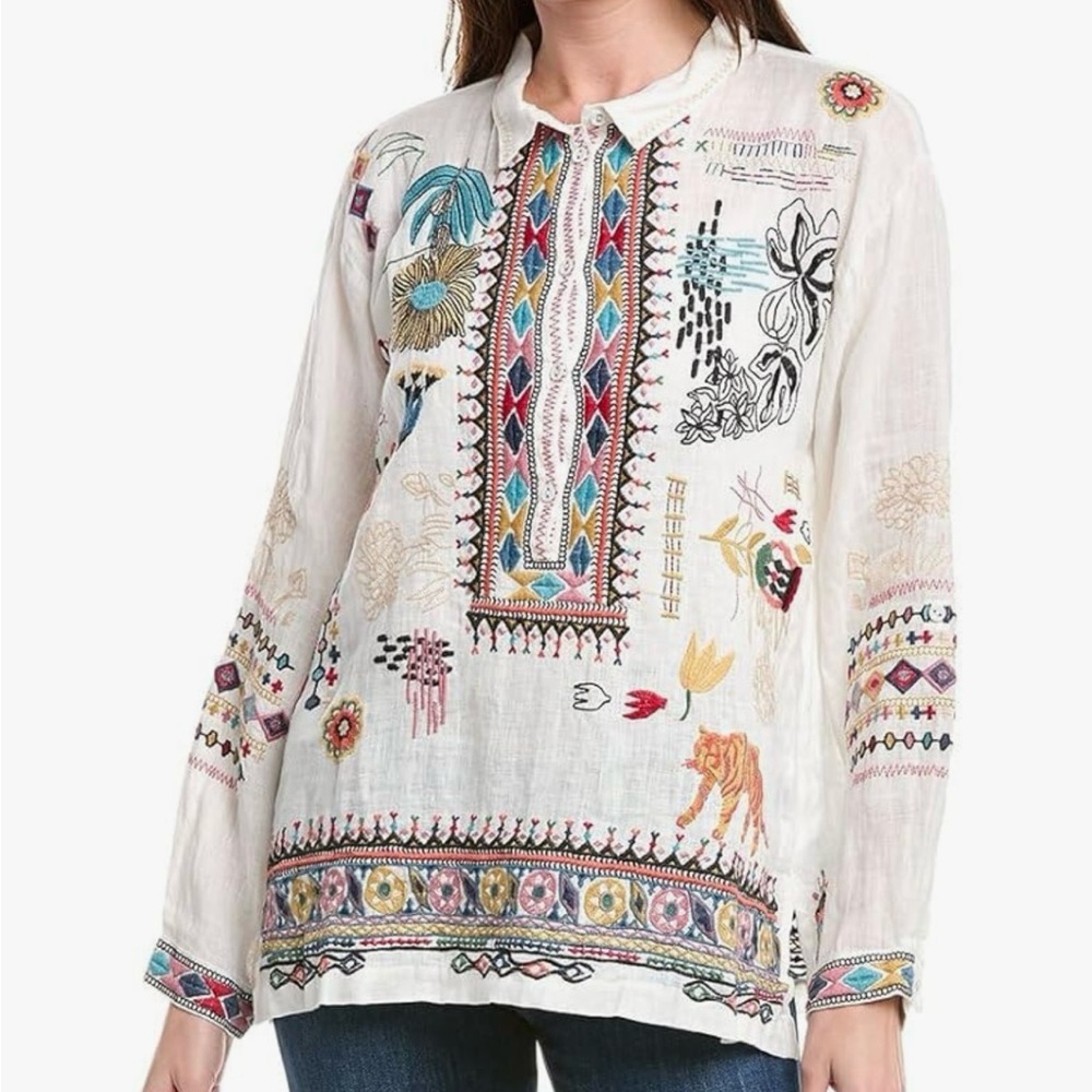 Johnny Was Simmie Blouse Embroidered XS